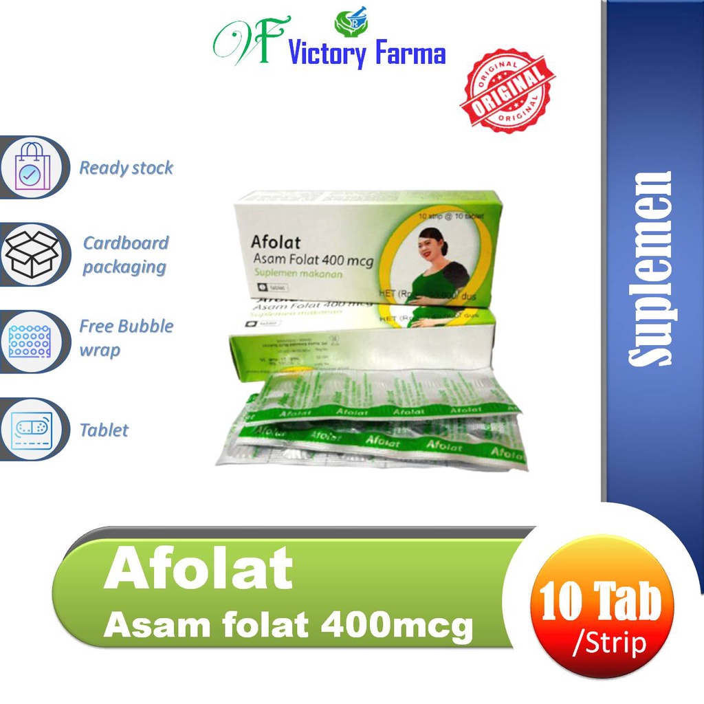 Jual Afolat 400mcg Strip 10 Tablet Asam Folat Shopee Indonesia