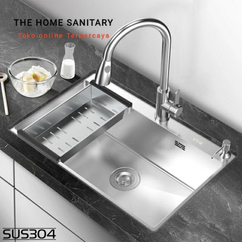 Jual PAKET LENGKAP KITCHEN SINK INOBE 6045 PAKET KRAN TARIK STAINLESS