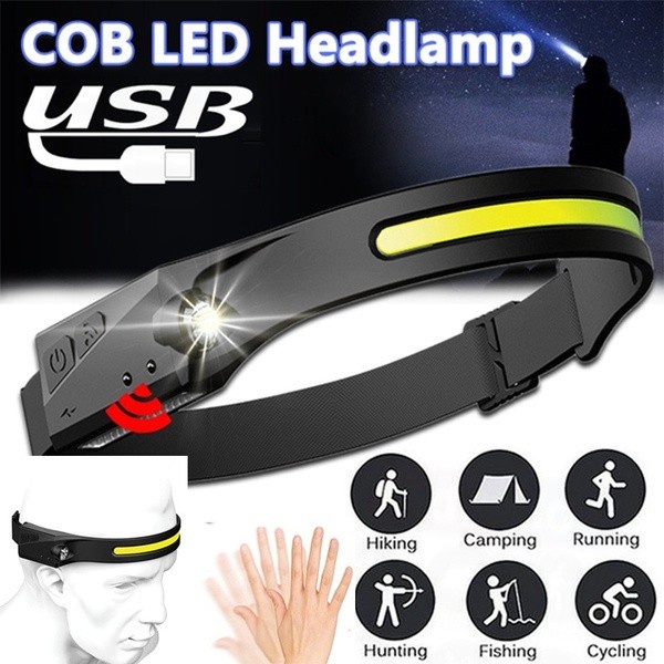 Jual Senter Kepala LED COB Super Terang Induksi LED Headlamp Senter