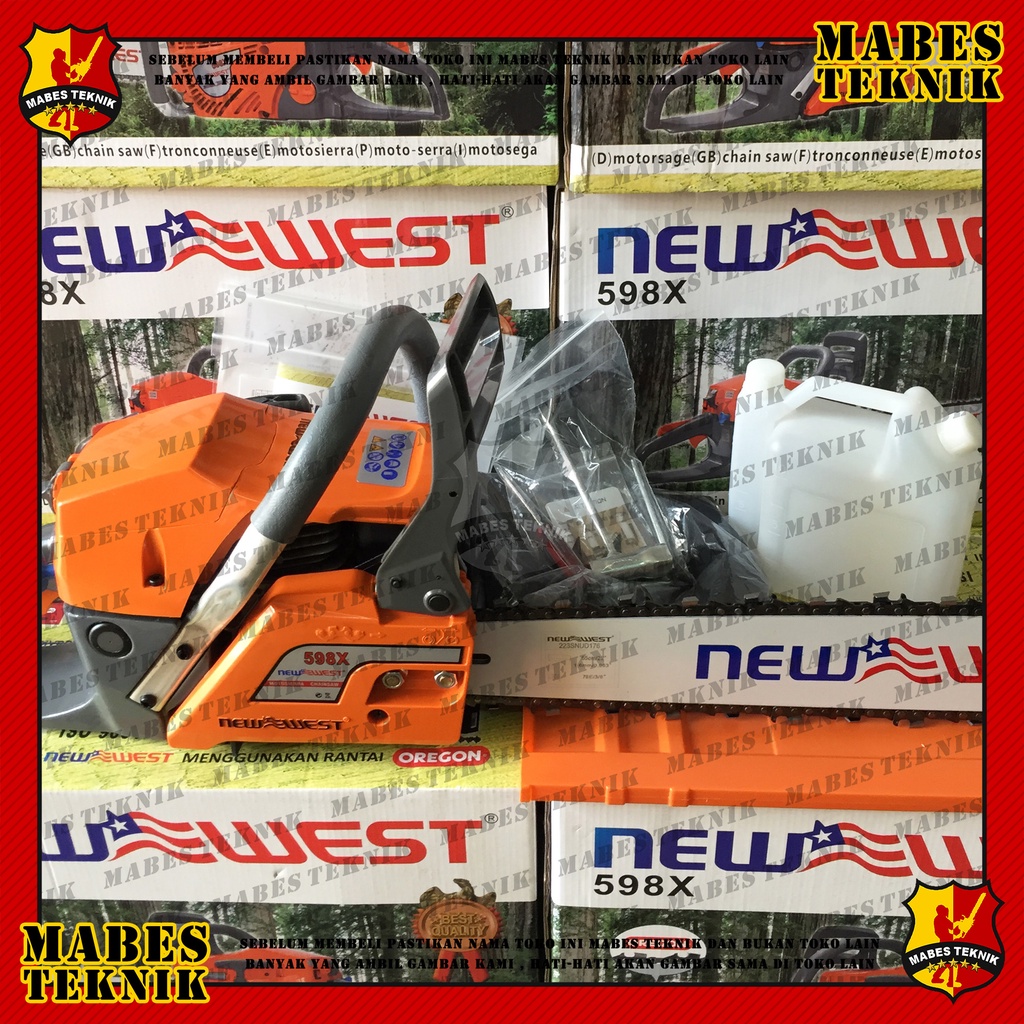 Jual CHAINSAW NEW WEST NW 598 NW598x BAR 22 MESIN POTONG KAYU