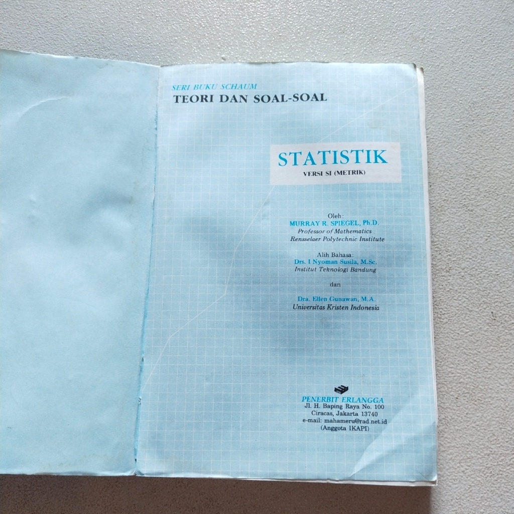 Jual Original Buku Seri Buku Schaum Teori Dan Soal Soal Statistik Versi