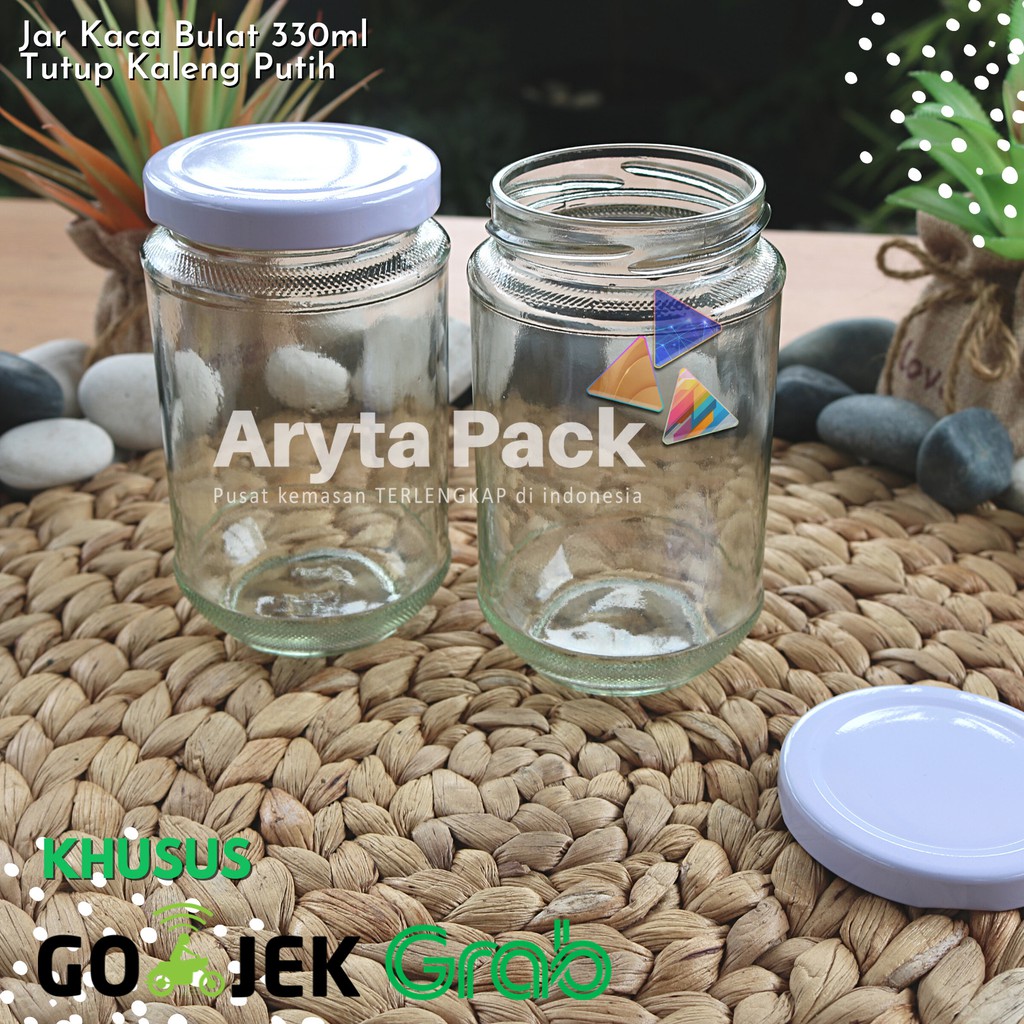 Jual Jar Kaca 330ml Round Bulat PIDO Glass Jar Toples Tutup Kaleng