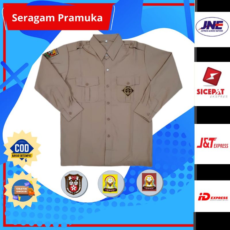 Jual Baju Seragam Sekolah Baju Pramuka Lengan Panjang Saku Atas