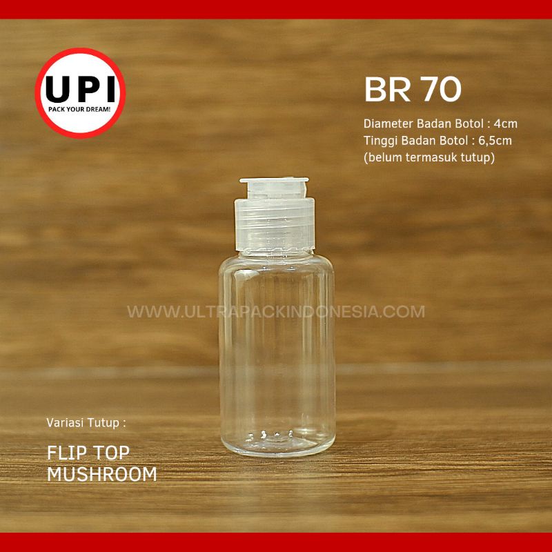 Jual BOTOL PET TUBULAR 60ML BR70 CLEAR FLIP TOP JAMUR Shopee Indonesia