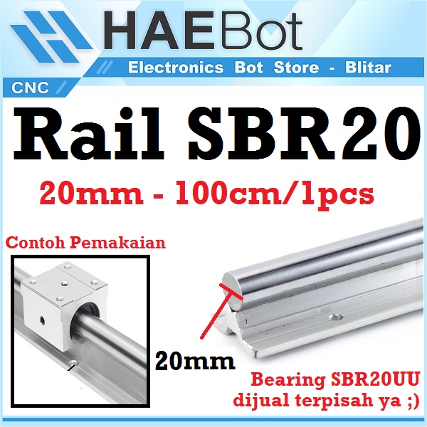 Jual HAEBOT Rail SBR20 SBR 20 100cm 1m Rel Linear Shaft As 20mm CNC