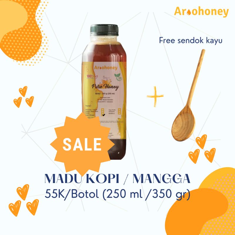 Jual MADU MANGGA KOPI AROOHONEY 100 MURNI KEMASAN BOTOL 250 ML