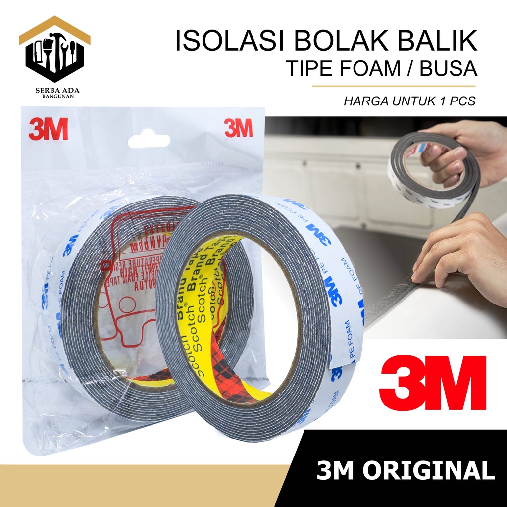 Jual Double Tape 3m PE Foam 1600 T 20mm X 4M Double Tape Lem Bolak