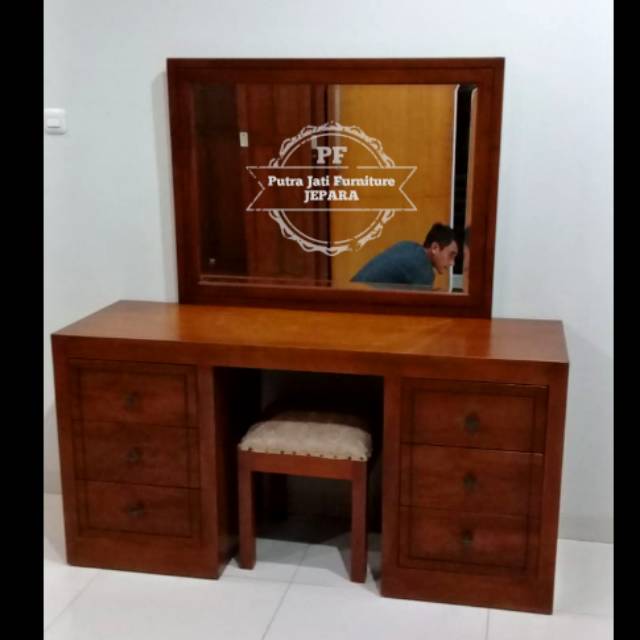 Jual Meja Rias Kayu Jati Jepara Tolet Model Minimalis Shopee Indonesia