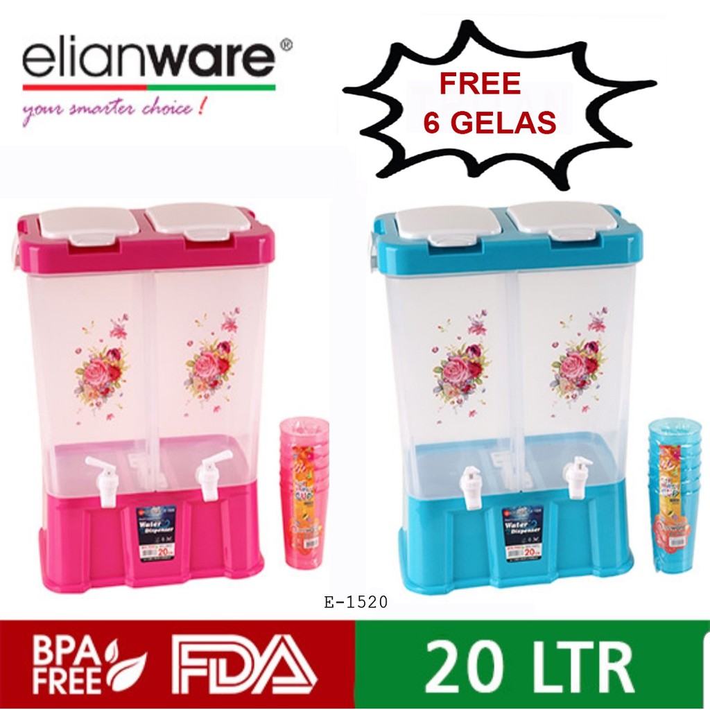 Jual Dispenser Air Galon Dual Box Murah Liter Elianware Free Gelas