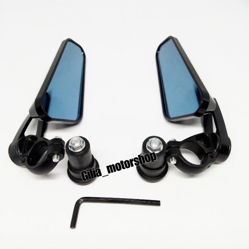 Jual Spion Jalu Circuit Sircuit Bar End Gagang Pendek Mirror Biru Black