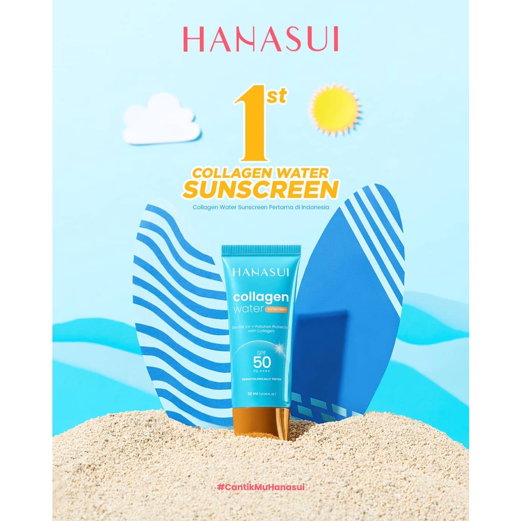 Jual Hanasui Collagen Water Sunscreen SFP50 KEMASAN BIRU 30ml