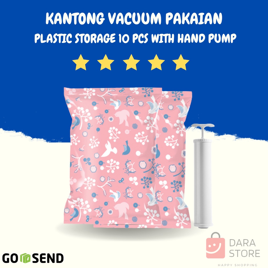 Jual Vacuum Bag Storage Press Kantong Pakaian Vakum Travel Free Pompa