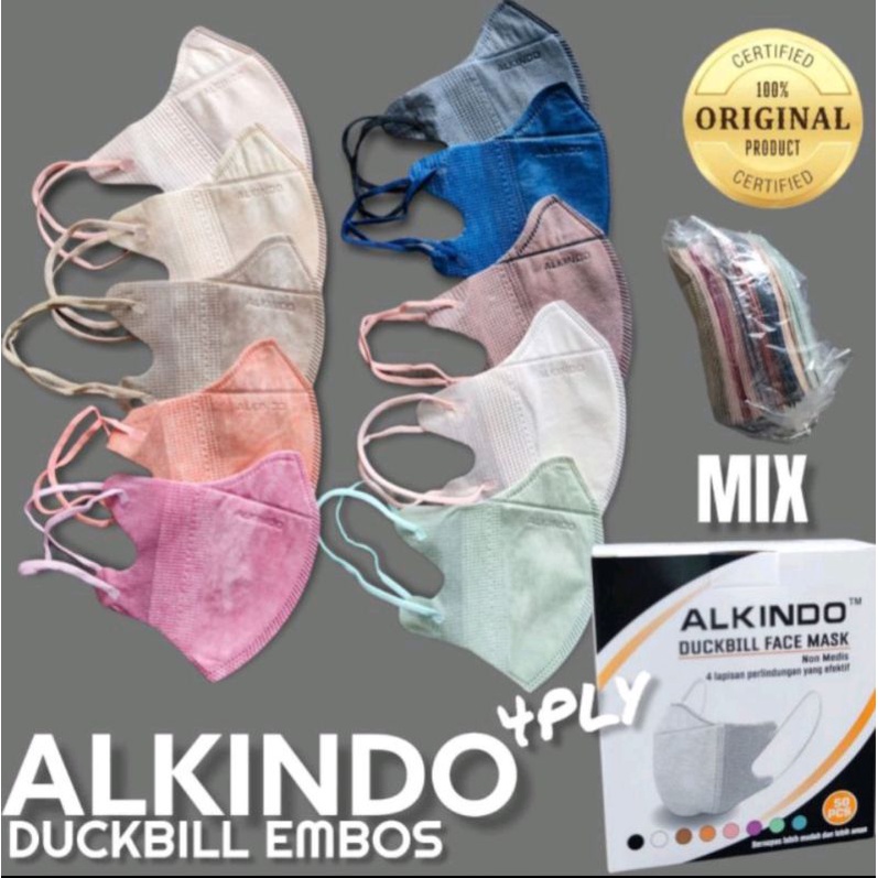 Jual Masker Duckbill Alkindo Mix Campur Warna 4 Ply Isi 50 Pcs Shopee