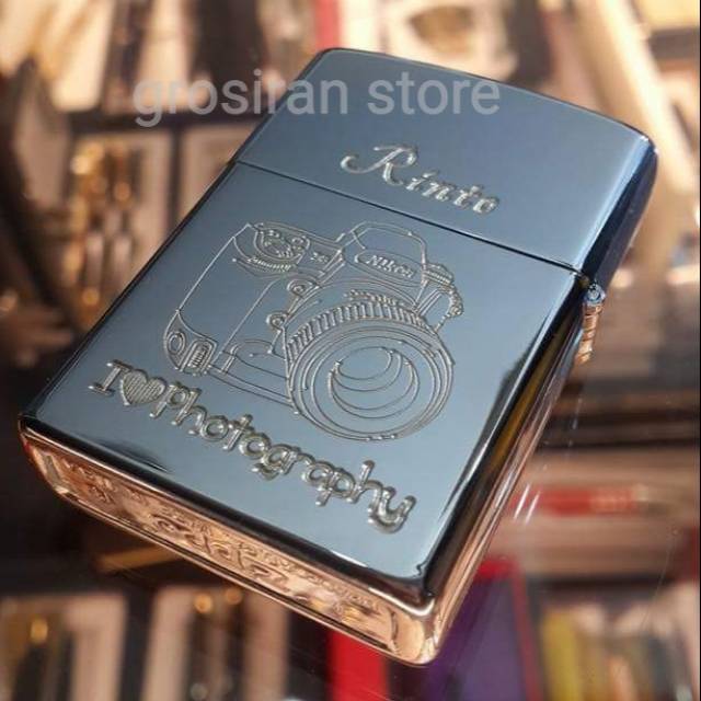 Jual Zippo Kamera Camera Photography Silver Custom Logo Tulisan Nama