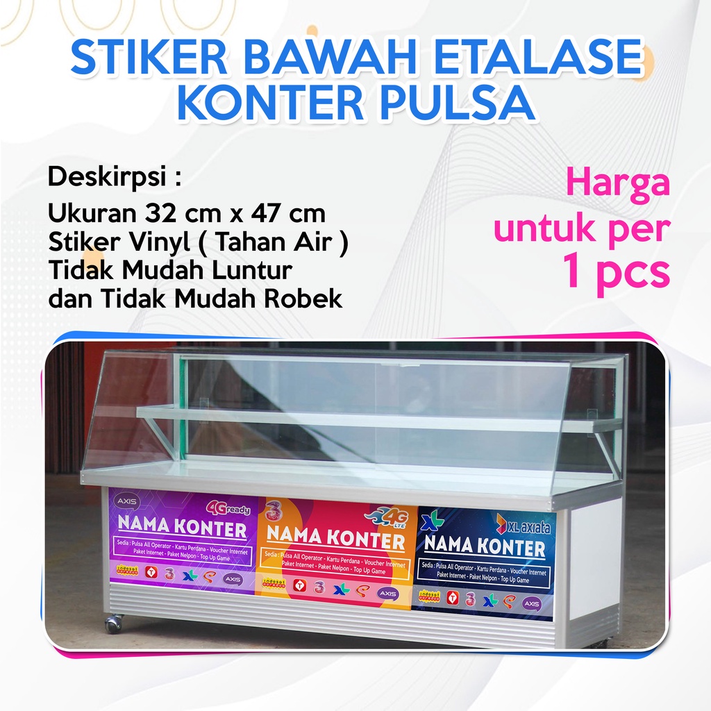 Jual STIKER BAWAH ETALASE KONTER PULSA CUSTOM NAMA Shopee Indonesia