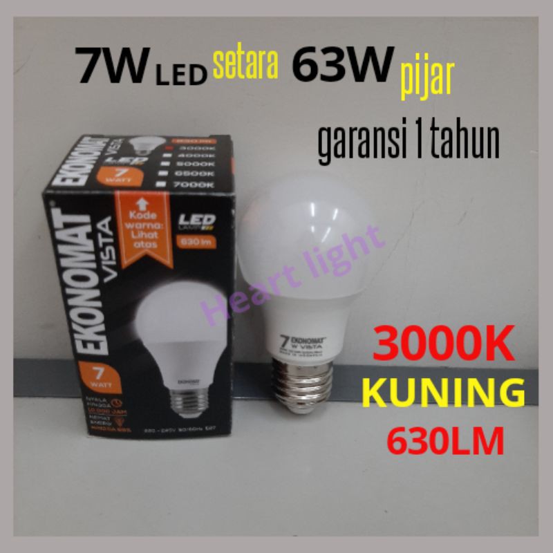 Jual EKONOMAT VISTA 7W 3000K KUNING WARM WHITE 630lm Lampu Led 7w Warm