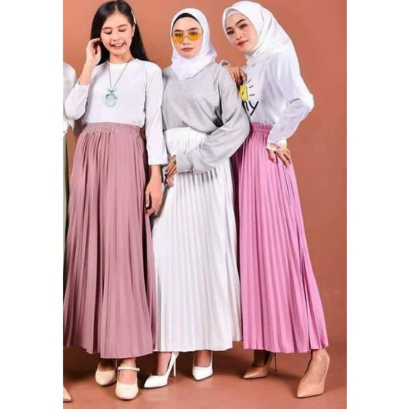 Jual ROK PLISKET PREMIUM JUMBO ROK PLISKET MAXI SKRIT FLARE SKRIT