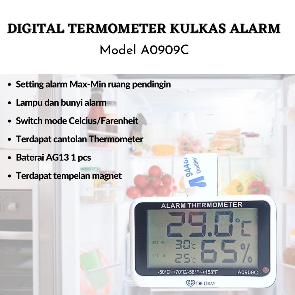 Jual Dr Gray Termometer Kulkas Pendingin Dengan Alarm Digital