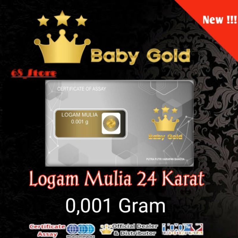 Jual Baby Gold 0 001 Gram Emas Mini Logam Mulia 24 Karat Sucofindo Bisa