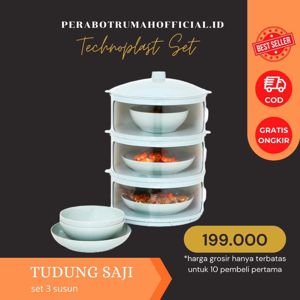 Jual Tudung Saji Tempat Penyimpanan Makanan Technoplast Rak Dapur Set