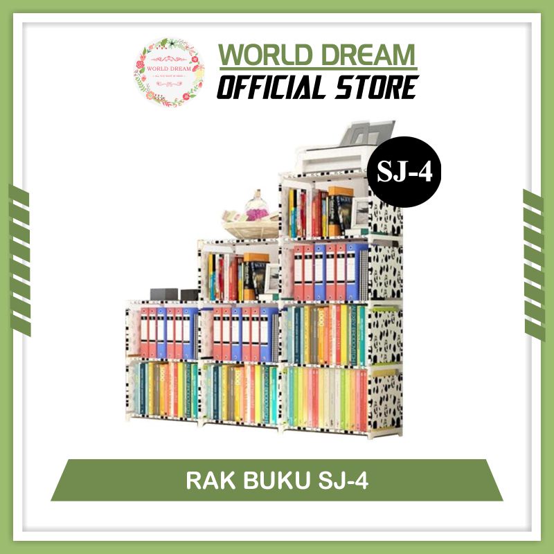 Jual Rak Buku Portable Triple 3 Sisi Serbaguna 12 Layer 9 Ruang Susun