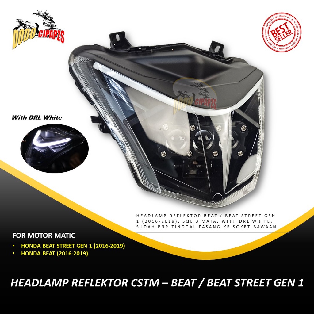 Jual Lampu Headlamp Beat Dan Beat Street Gen Model Cstm Reflektor