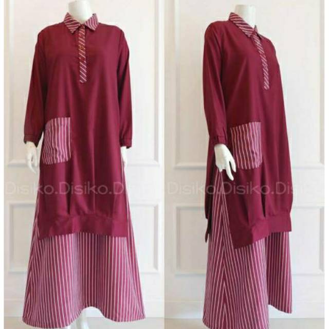 Jual SALE Dress Polos Kombinasi Salur By Disiko Exclusive Shopee