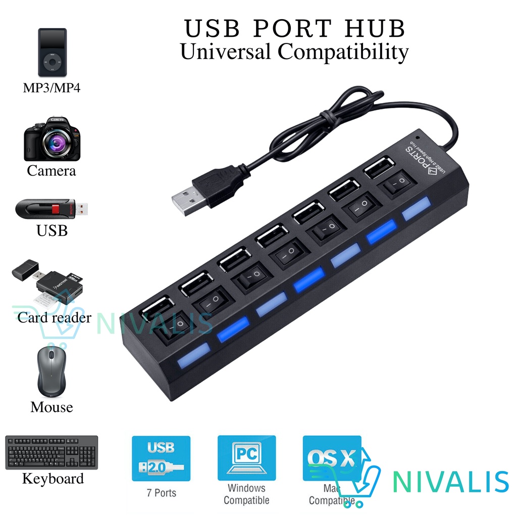 Jual Nivalis Usb Hub Extension Cable Port Port On Off Saklar Usb