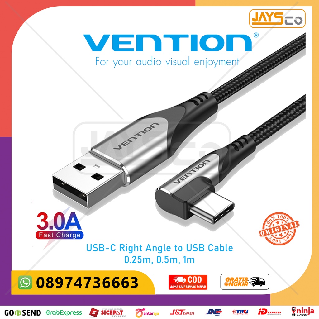 Jual Vention Kabel Data USB Type C Siku Fast Charge Quick 0 25m 0 5m 1m