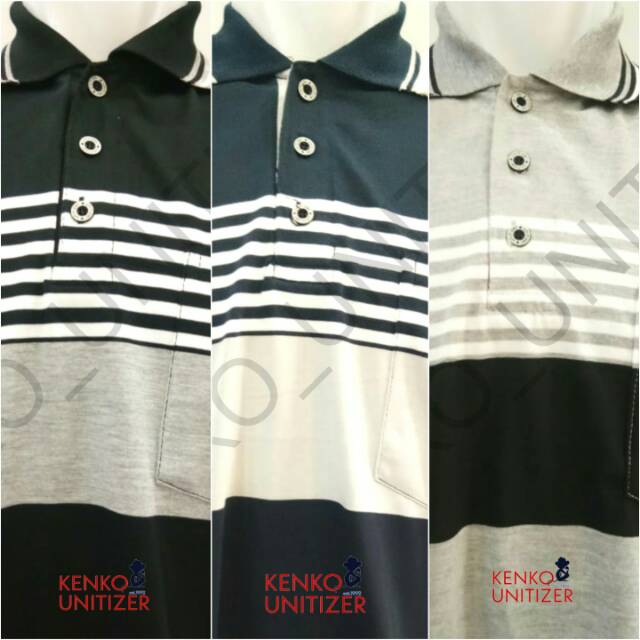 Jual UNITIZER T45 XL Kaos Polo Pria Saku Wangki Kerah Stripes