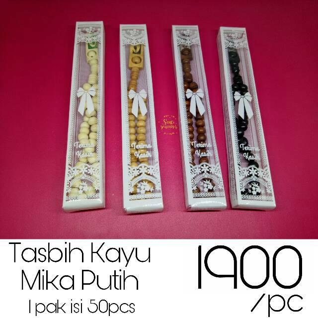 Jual Souvenir Pernikahan Tasbih Kayu Mika Putih Isi Pcs Shopee