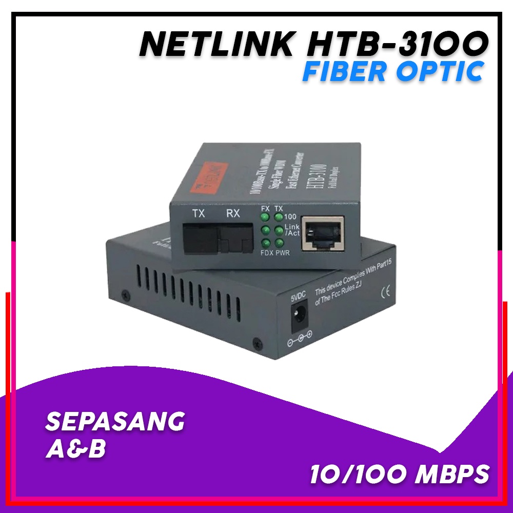 Jual Htb Netlink A B Fiber Optic Media Konverter Single Mode