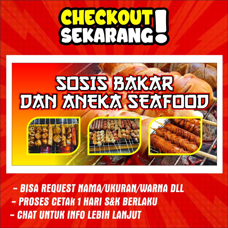 Jual Spanduk Banner Backdrop Sosis Bakar Free Ubah Nama Warna Dll Bisa