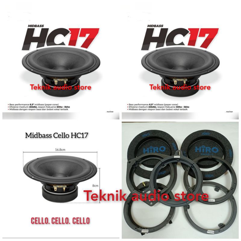 Jual Speaker Midbass Cello HC17 Plus Busa Hiro Ring Tatakan Oem Toyota