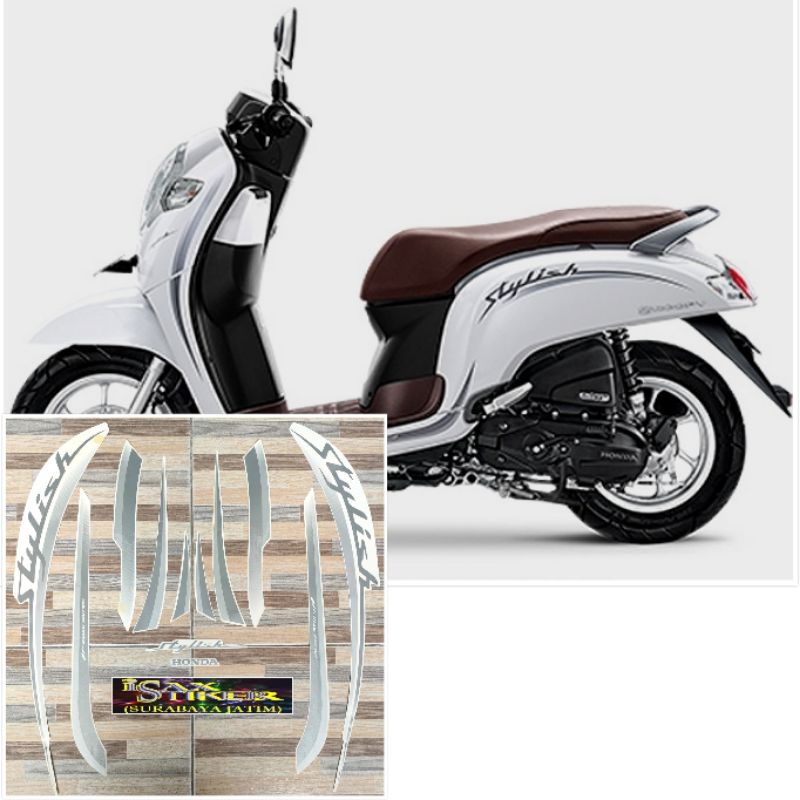 Jual Striping Original Honda Scoopy Stylish Putih White Tahun 2018 2019