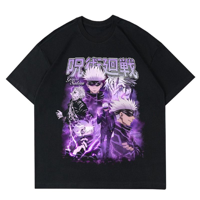 Jual KAOS VINTAGE ANIME JUJUTSU KAISEN GOJO SATORU RAP TEE GOJO