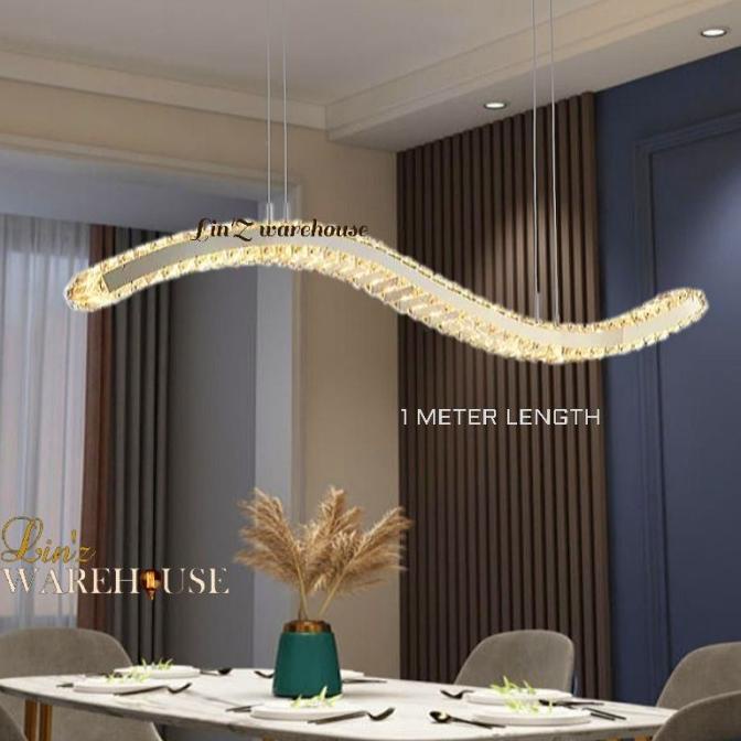 Jual Lampu Gantung Modern Crystal Wave Led 100 Cm Pendant Light