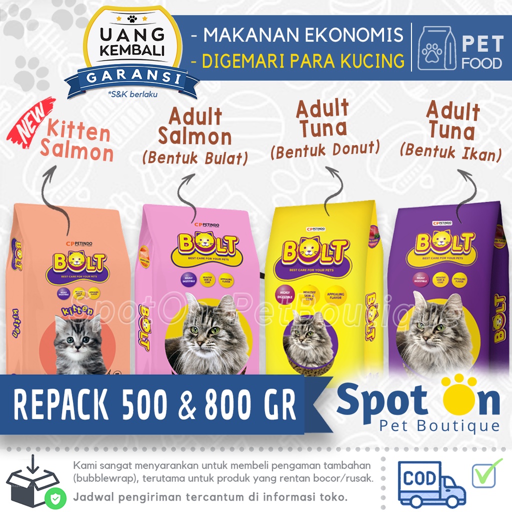 Jual Bolt Adult Kitten Repack Gr Gr Bolt Tuna Salmon Makanan