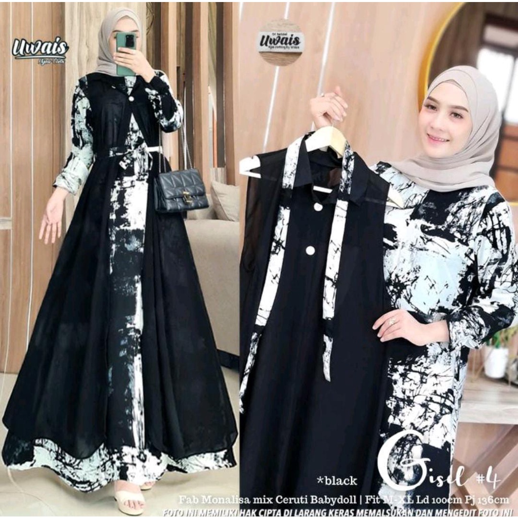 Jual Langsung Kirim Gamis Super Jumbo Plus Blazzer Ceruty Pisah Gisel