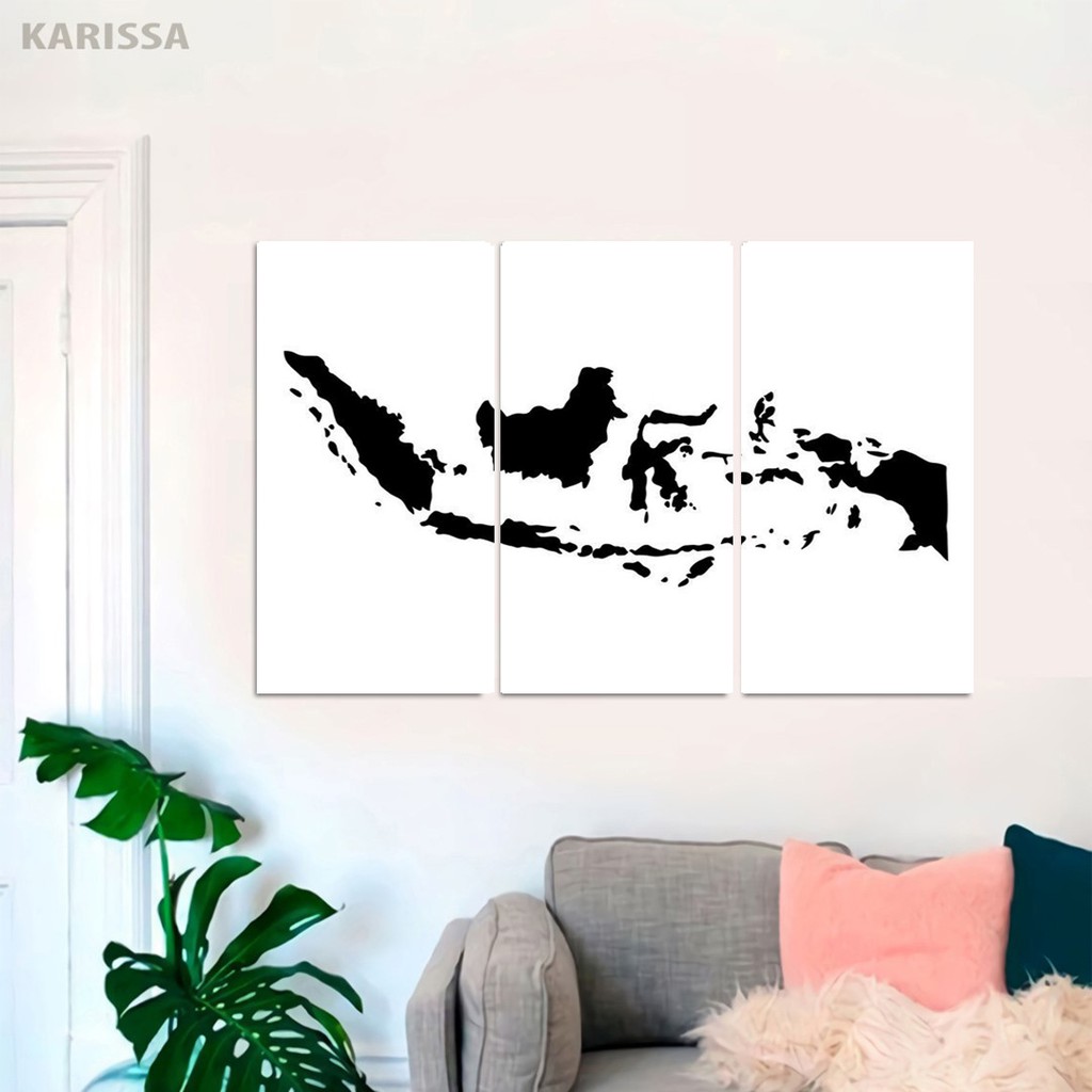 Jual Hiasan Dinding Peta Indonesia Warna Hitam Putih 1 Set Shopee