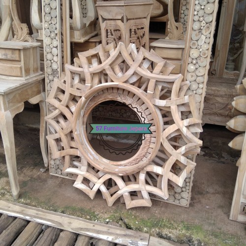 Jual Figura Tempel Cermin Tembok Kayu Jati Jepara Mentahan Shopee