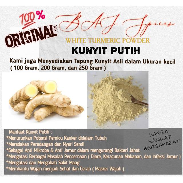 Jual White Turmeric Powder Tepung Kunyit Putih Bubuk Shopee Indonesia