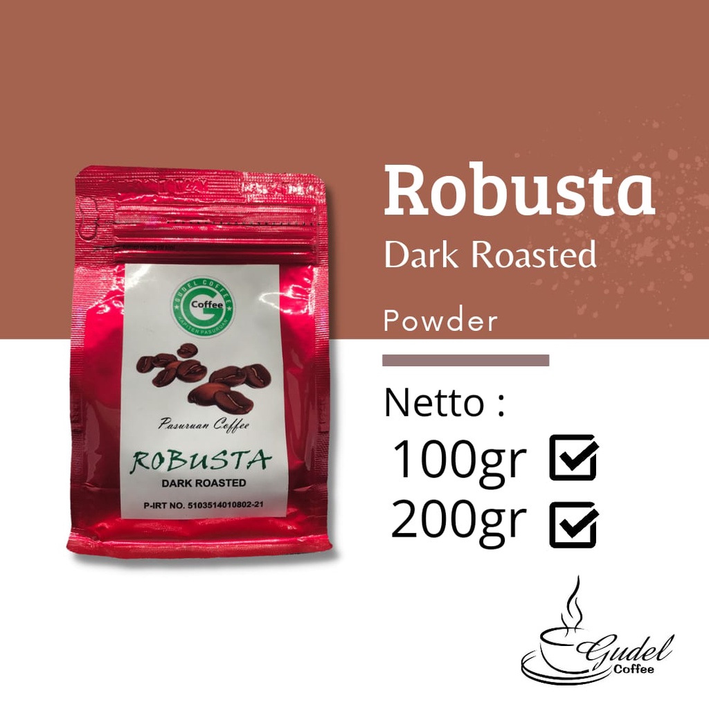 Jual Biji Kopi Bubuk Robusta Dark Roasted Kapiten Khas Pasuruan Bromo