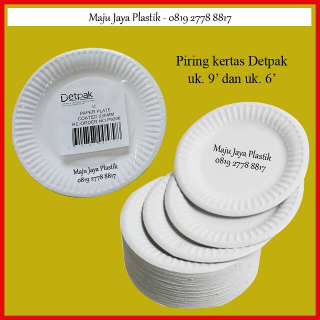 Jual Piring Kertas DetPack Isi 50pcs Paper Plate Piring Makan Piring