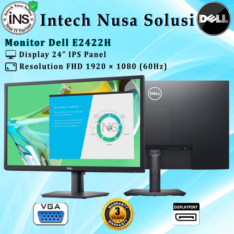 Jual Monitor Dell 24 Inch Monitor E2422H IPS FHD Monitor DP VGA 3 Year