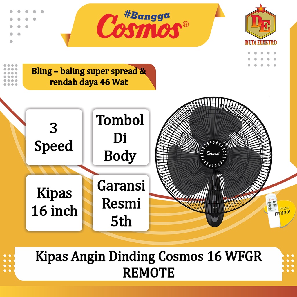 Jual Kipas Angin Dinding Cosmos Wfgr Remote Wall Fan Shopee Indonesia