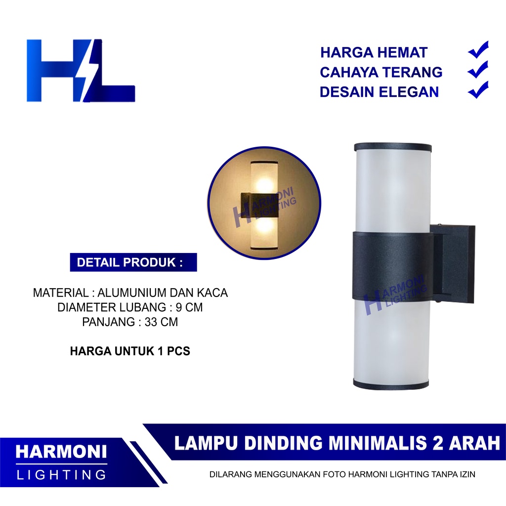 Jual Lampu Dinding Taman Minimalis Anti Hujan Kaca Tabung Besar 2 Arah