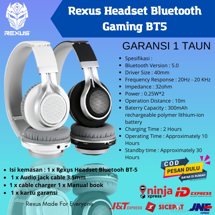 Jual Rexus Headset Bluetooth Gaming BT5 Shopee Indonesia