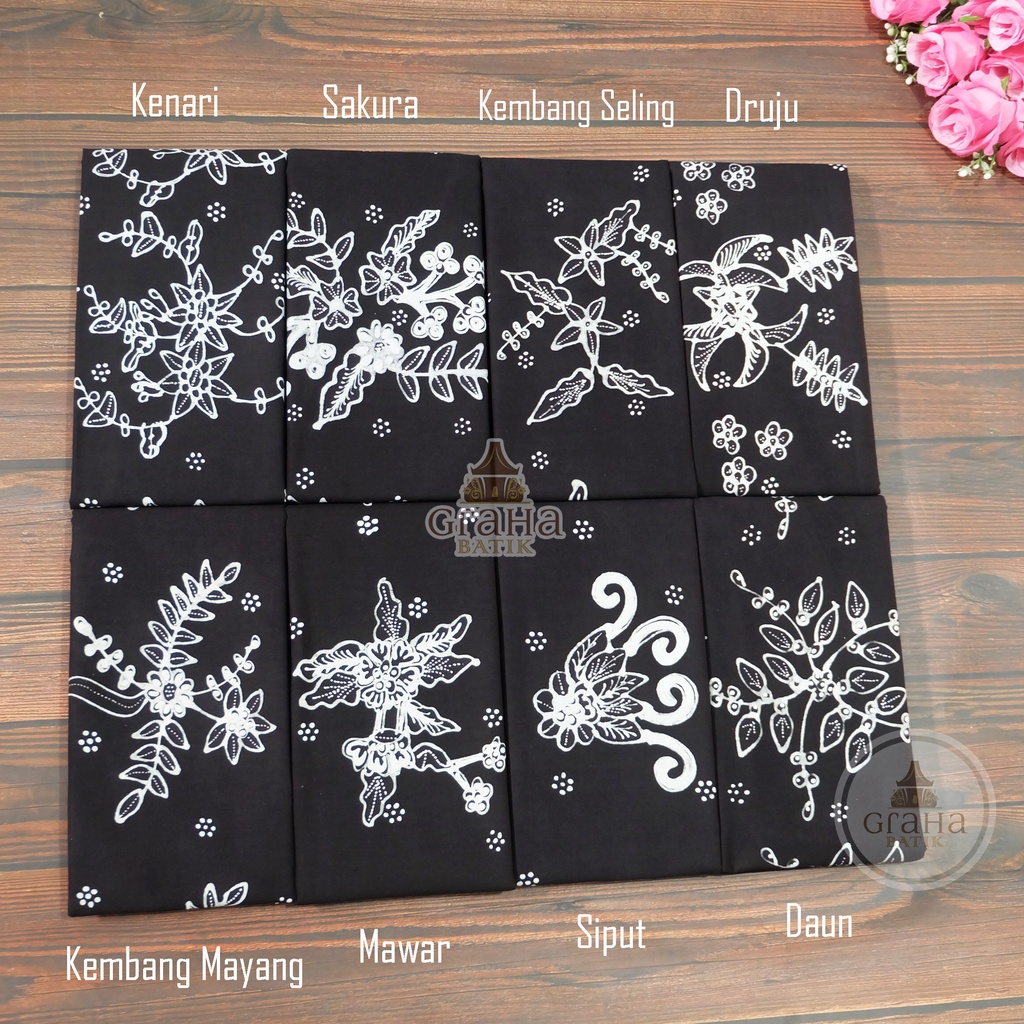 Jual KAIN BATIK TULIS BAKARAN PATI BAHAN KATUN HITAM 1 WARNA MONOKROM