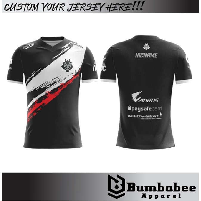 Jual Jersey Gaming Esport Full Printing Custom Nama Logo Team Dan